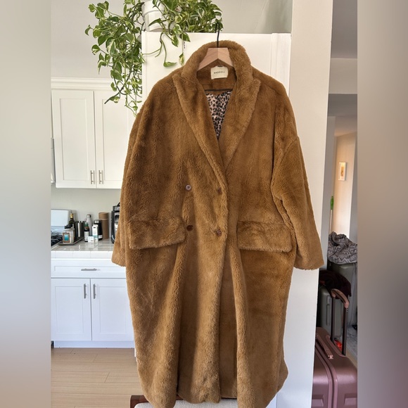 Ragdoll LA Faux Fur Coat - Light Brown - Picture 3 of 3